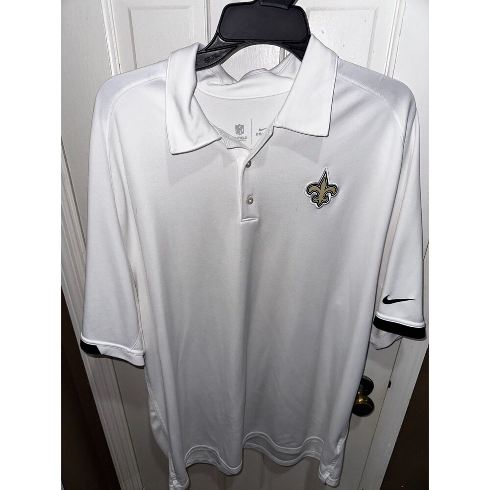 Nike Dri-FIT NFL New Orleans Saints Polo Shirt Men’s Wht Golf Sideline Polo XXL